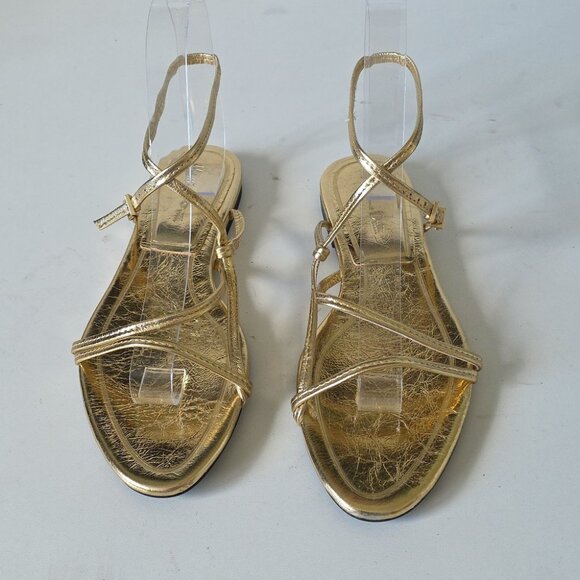 MASSIMO DUTTI | Gold Metallic Sandals Leather Sz 36 - Picture 2 of 4